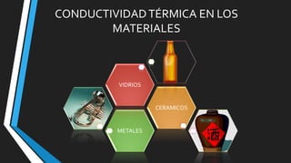 CONDUCTIVIDAD TÉRMICA EN LOS
MATERIALES

VIDRIOS

CERAMICOS

METALES

 