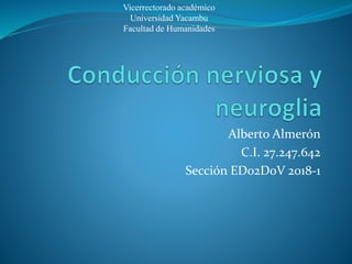 Alberto Almerón
C.I. 27.247.642
Sección ED02D0V 2018-1
Vicerrectorado académico
Universidad Yacambu
Facultad de Humanidades
 