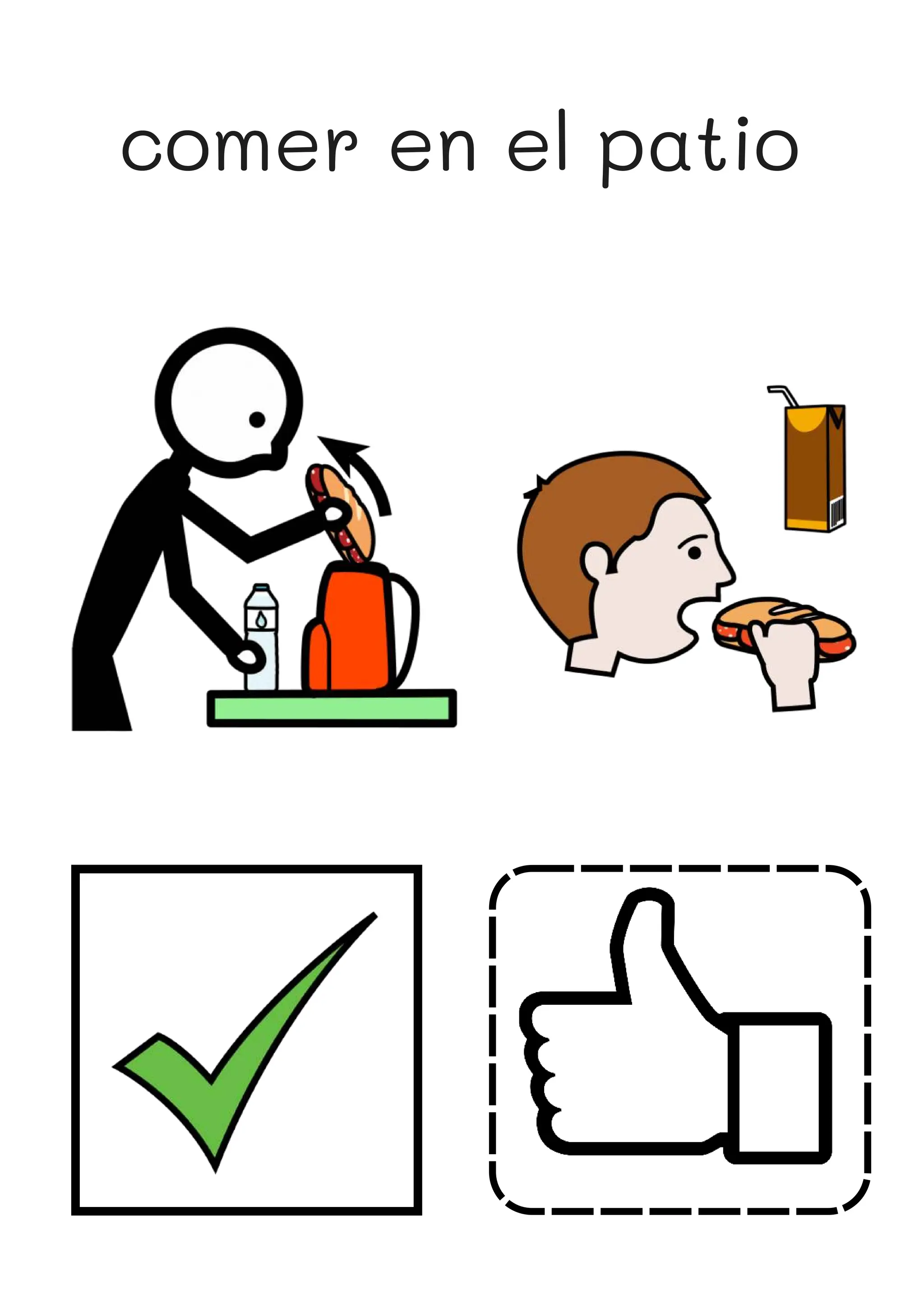 comer en el patio
 