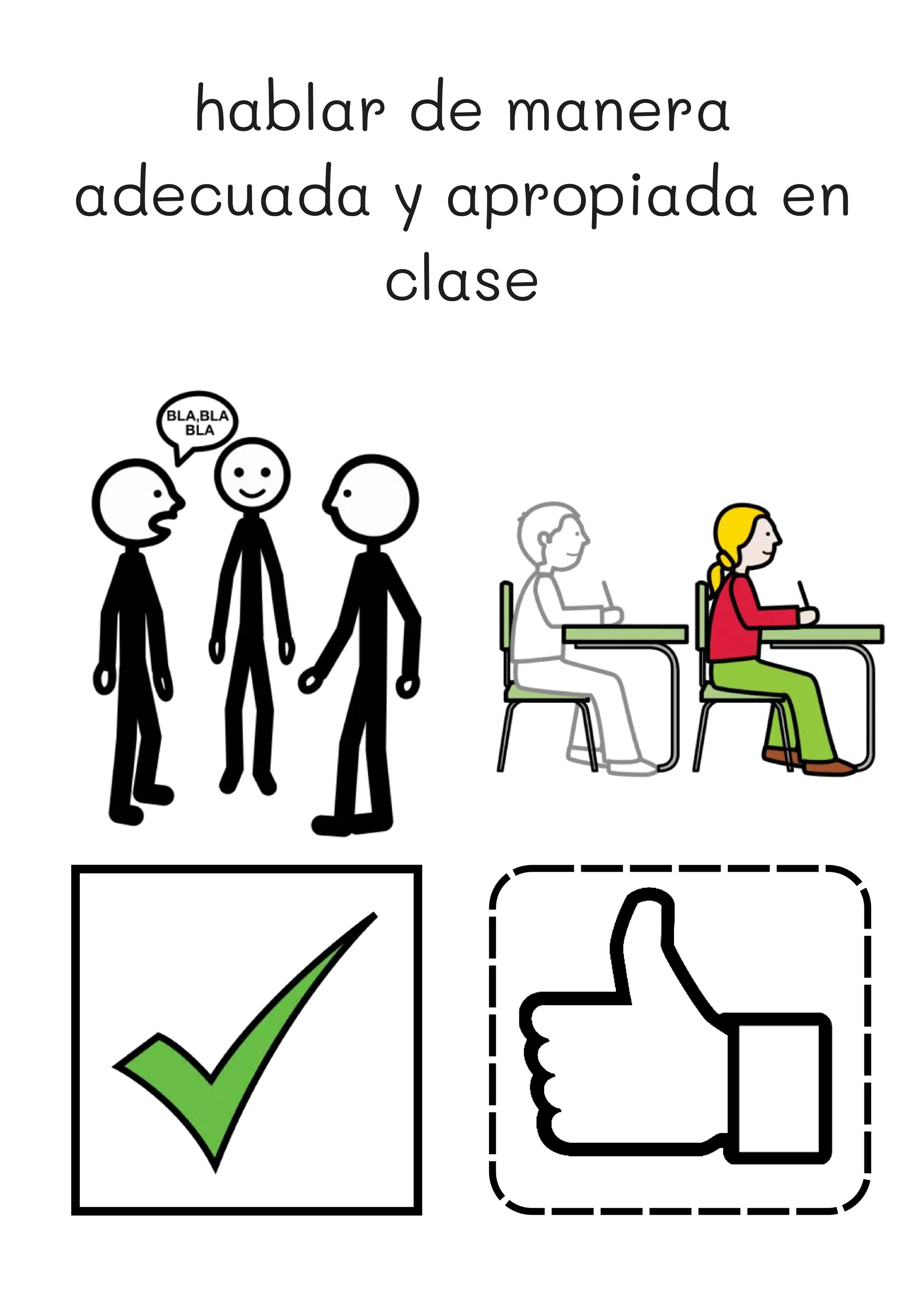 hablar de manera
adecuada y apropiada en
clase
 