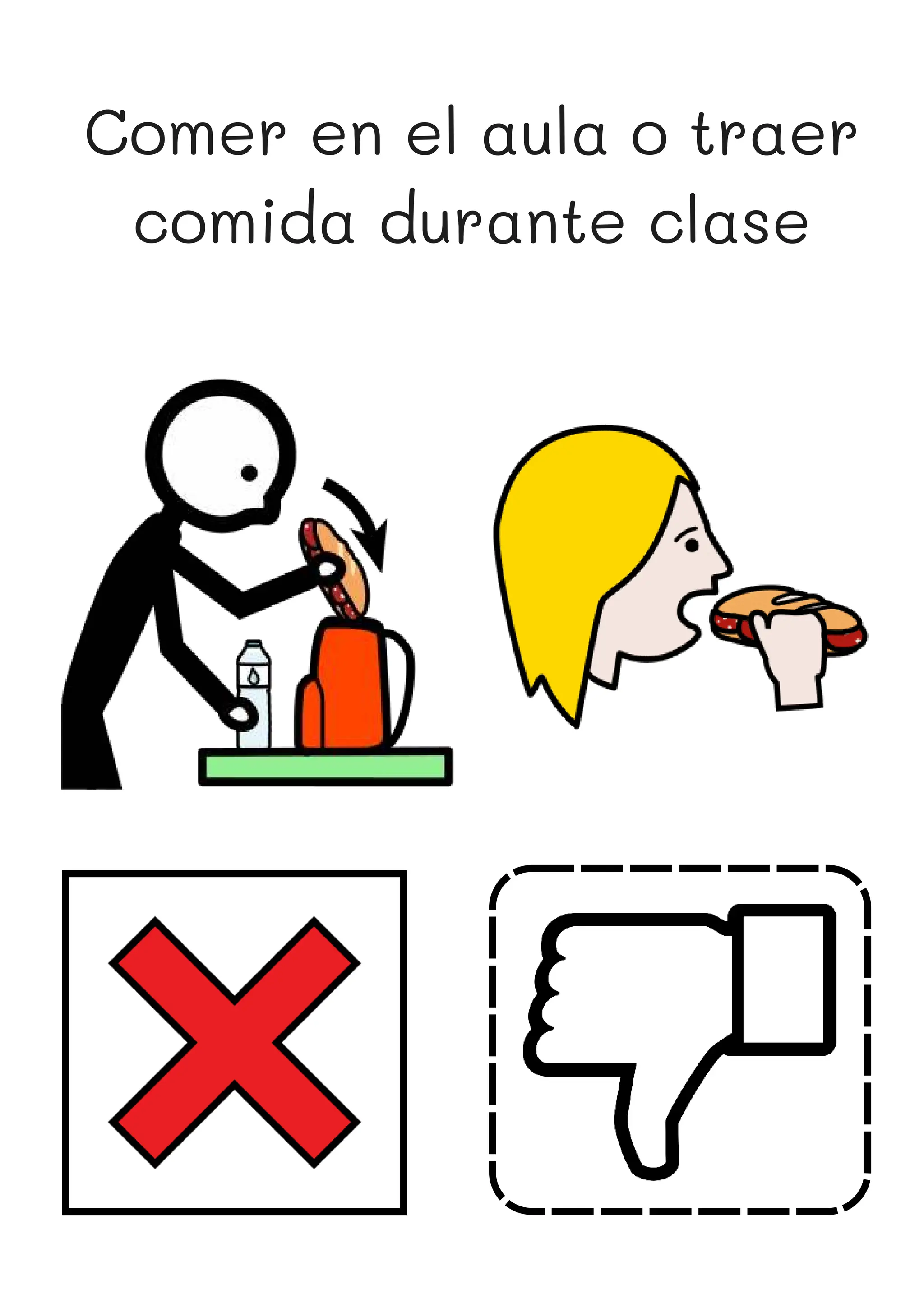 Comer en el aula o traer
comida durante clase
 