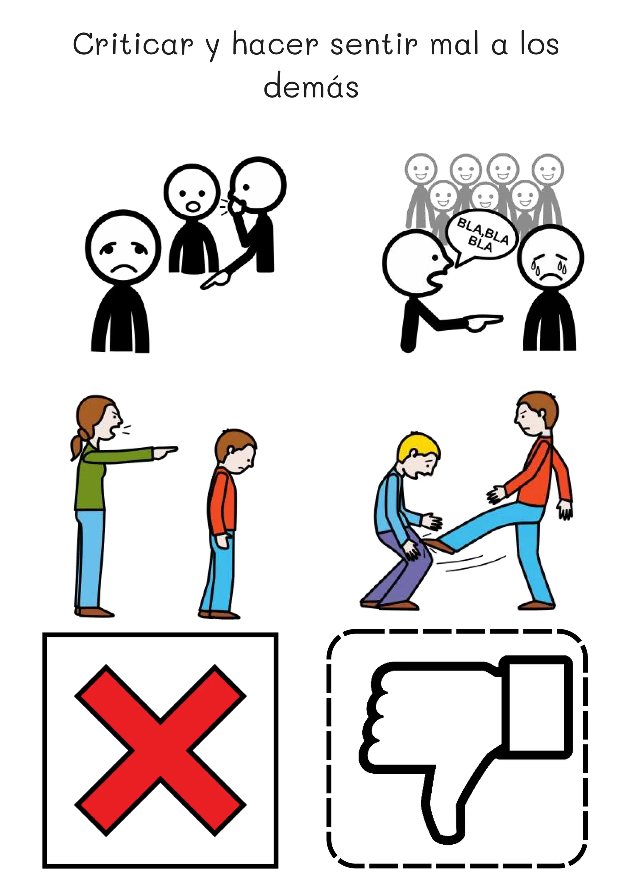 Criticar y hacer sentir mal a los
demás
 