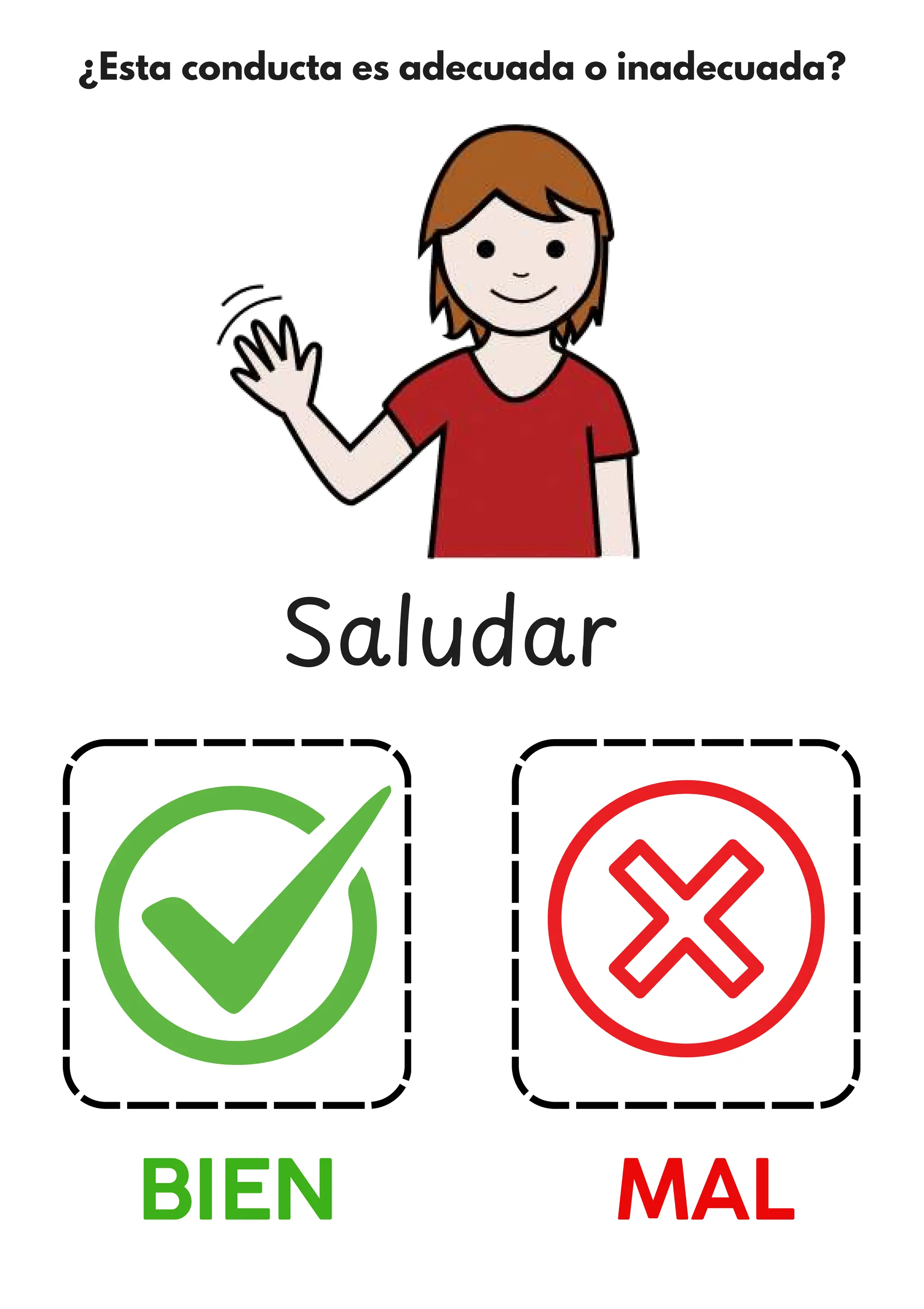 ¿Esta conducta es adecuada o inadecuada?
BIEN MAL
Saludar
 