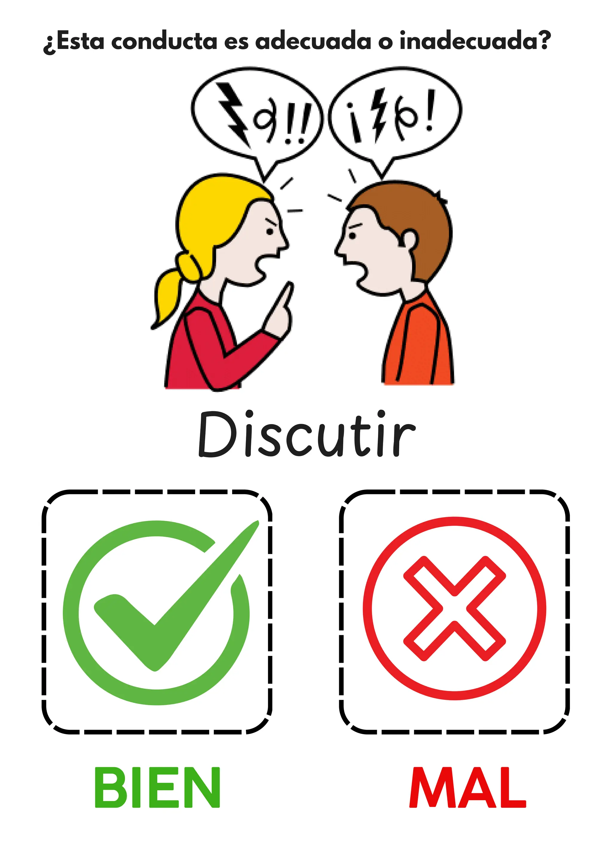 ¿Esta conducta es adecuada o inadecuada?
BIEN MAL
Discutir
 