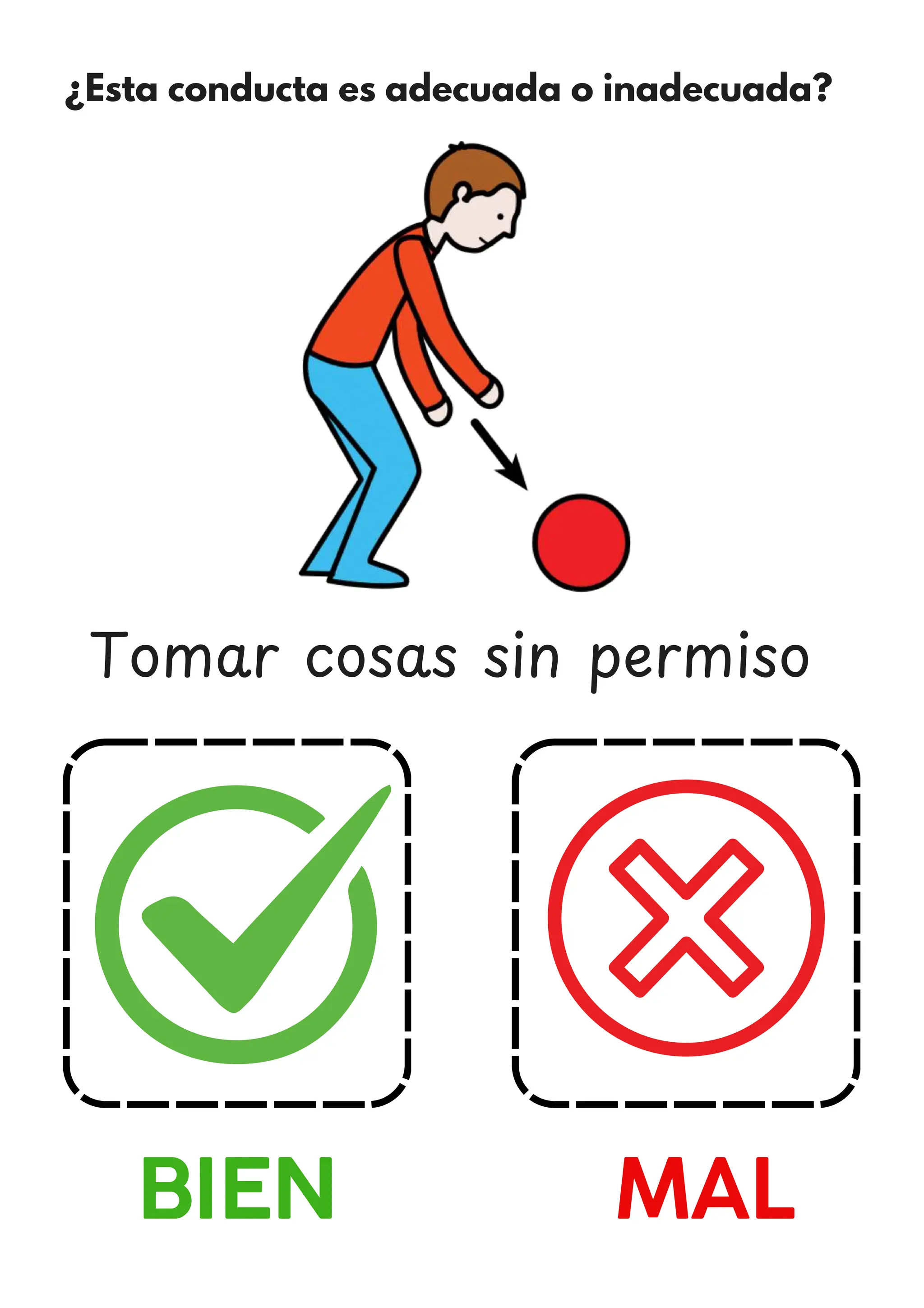 ¿Esta conducta es adecuada o inadecuada?
BIEN MAL
Tomar cosas sin permiso
 