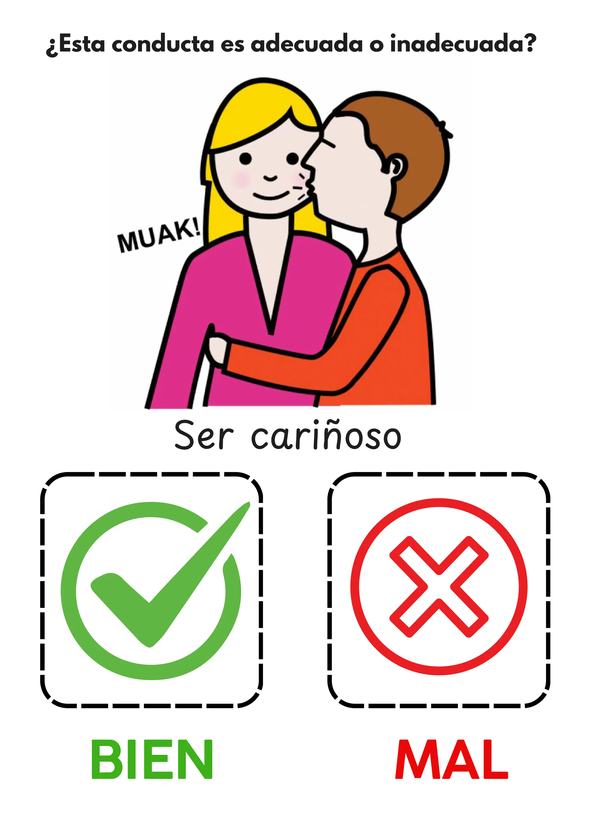 ¿Esta conducta es adecuada o inadecuada?
BIEN MAL
Ser carin
̃ oso
 