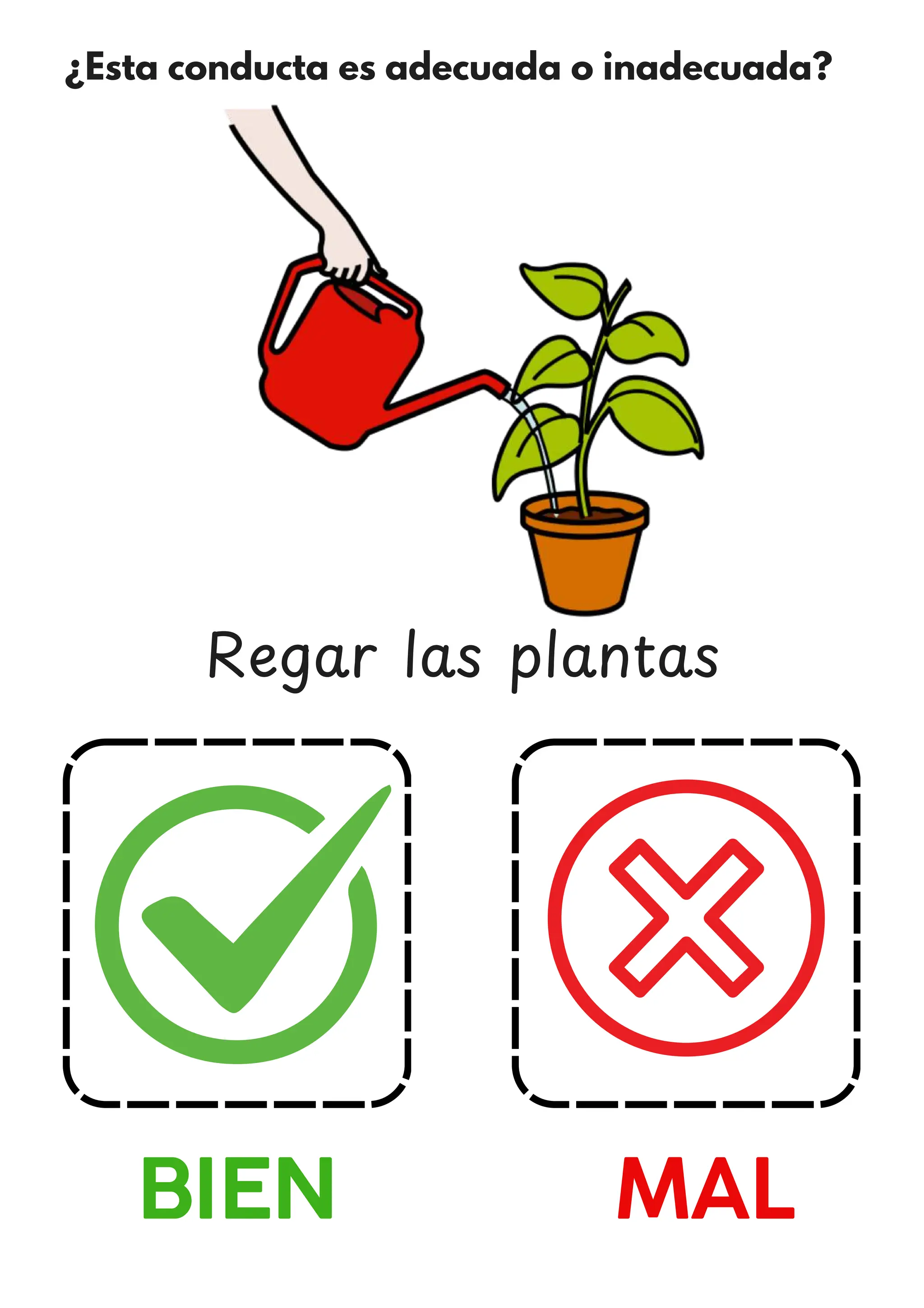 ¿Esta conducta es adecuada o inadecuada?
BIEN MAL
Regar las plantas
 