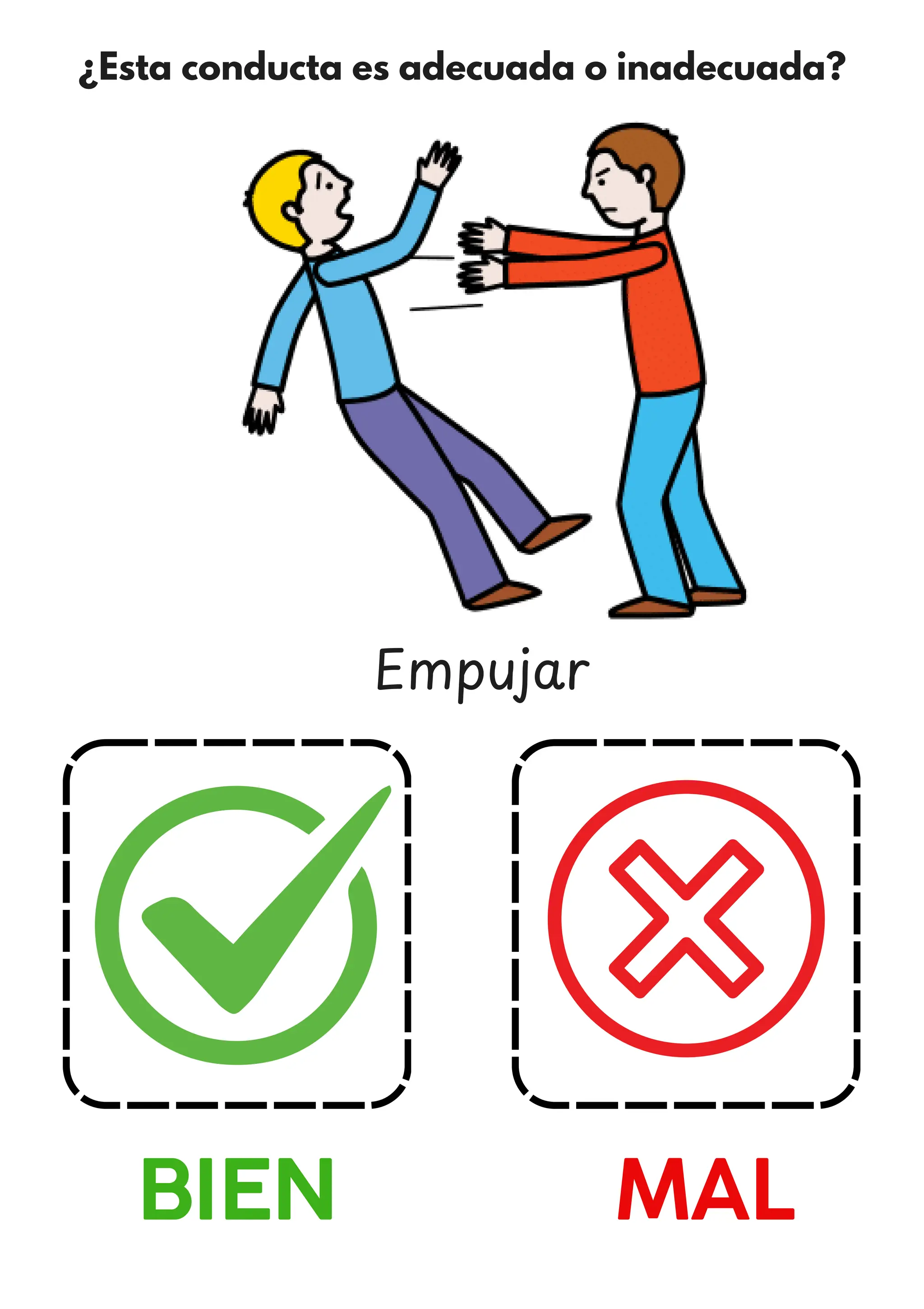 ¿Esta conducta es adecuada o inadecuada?
BIEN MAL
Empujar
 