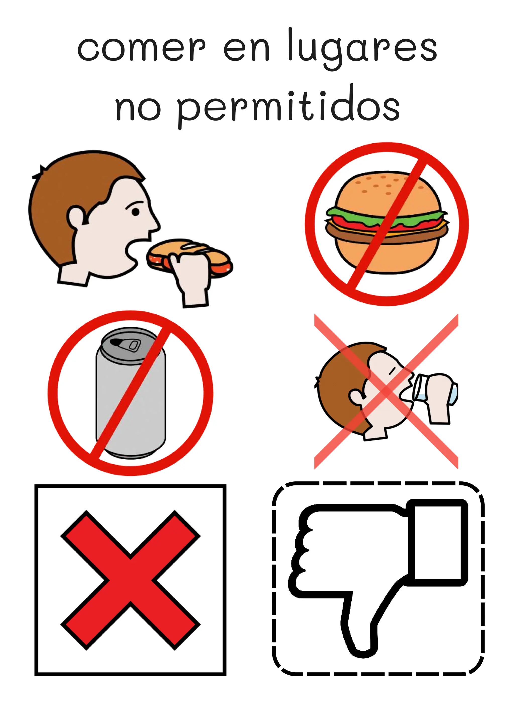 comer en lugares
no permitidos
 