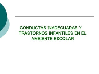 CONDUCTAS INADECUADAS Y
TRASTORNOS INFANTILES EN EL
AMBIENTE ESCOLAR
 