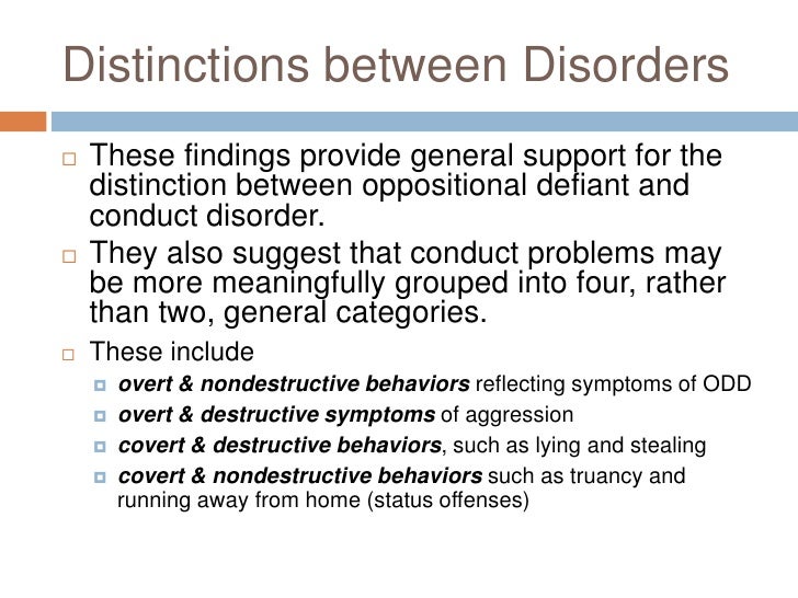 Conduct disorder and oppositional defiant disorder ppt presentation