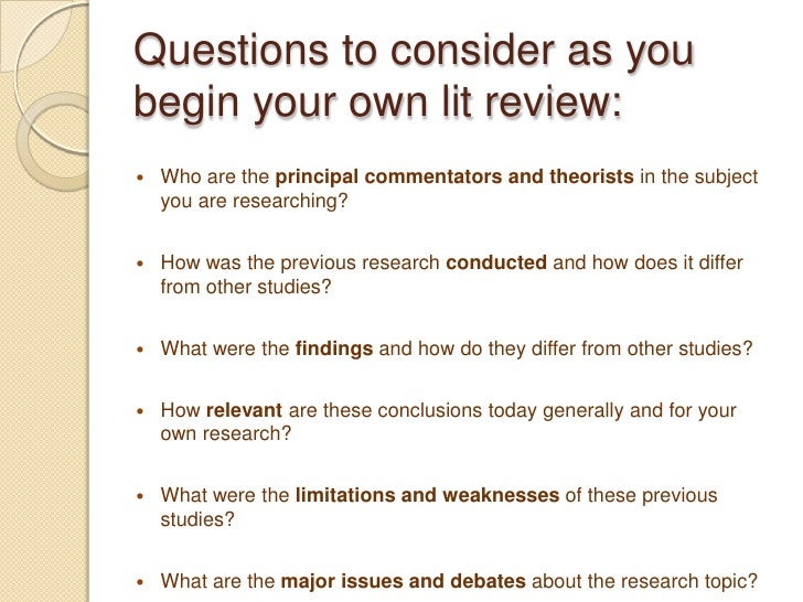 purpose of conducting a literature review