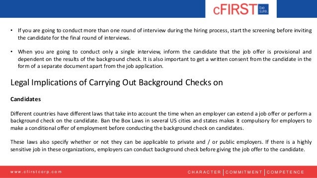 Conducting Background Checks Before Or After Making A Job Offer C