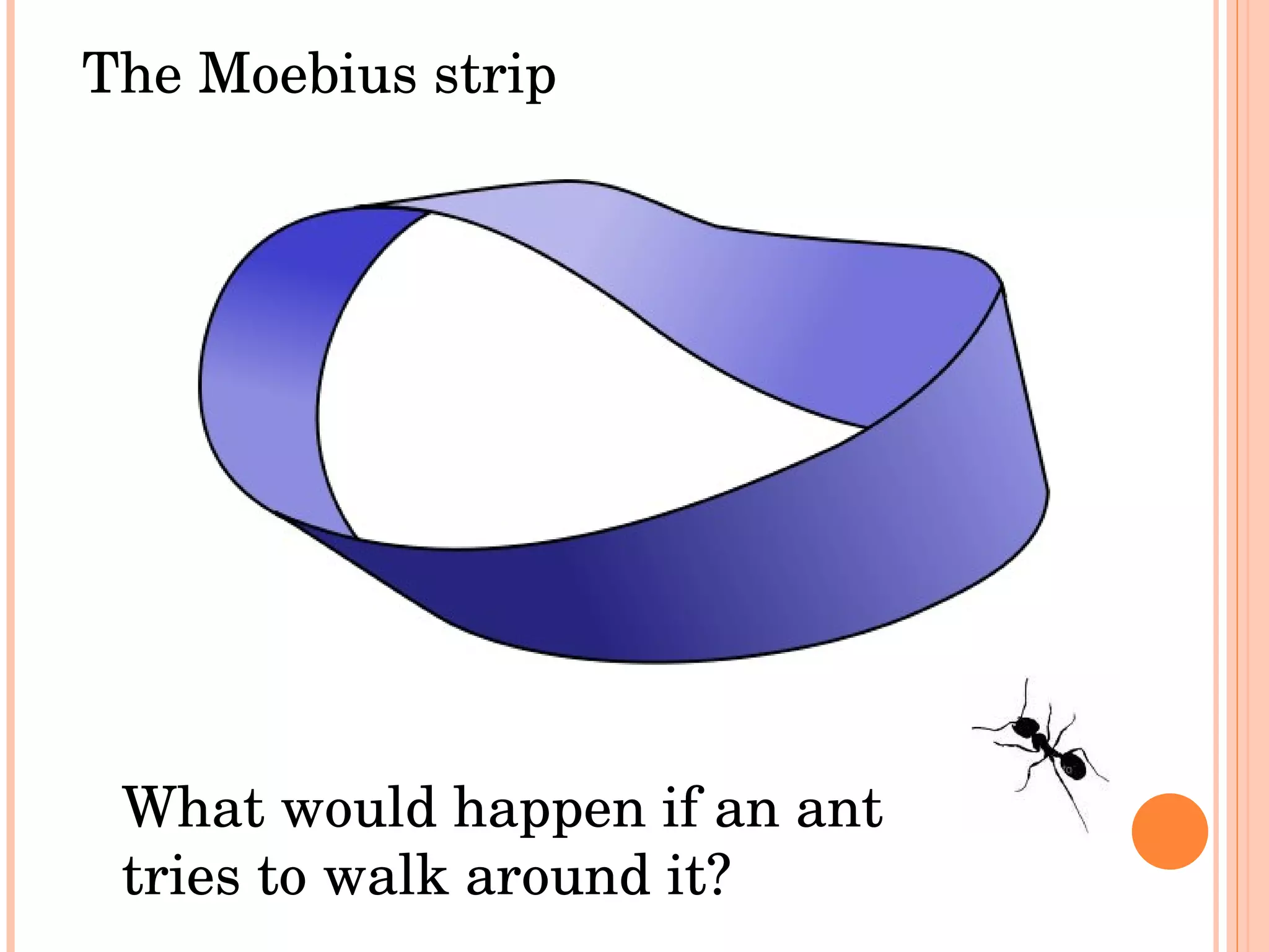 What would happen if an ant  tries to walk around it? The Moebius strip 