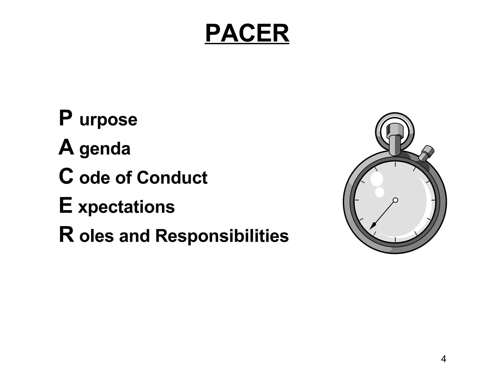 PACER P  urpose A  genda C  ode of Conduct E  xpectations R  oles and Responsibilities 