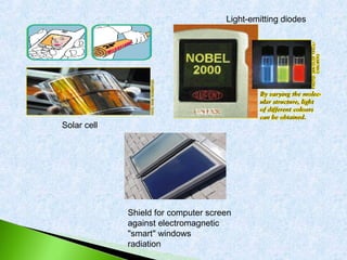 Light-emitting diodes




Solar cell




             Shield for computer screen
             against electromagnetic
             "smart" windows
             radiation
 
