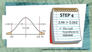Conducting small sample tests about a population mean | PPTX