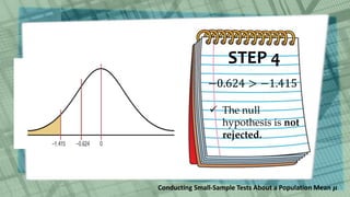Conducting small sample tests about a population mean | PPTX