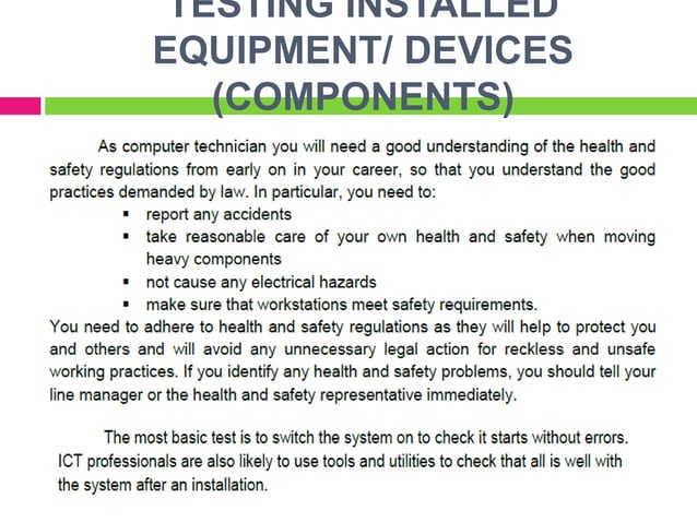 Conducting test on the installed computer system | PPTX