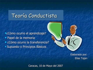 Teoría Conductista   ,[object Object],[object Object],[object Object],[object Object],[object Object],[object Object],[object Object]
