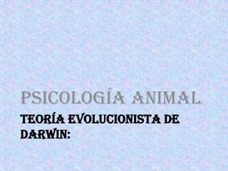 Psicología animal         :


TEORÍA EVOLUCIONISTA DE
DARWIN:
 