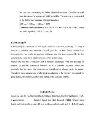 Conductivity C.U.EBONG | DOCX | Chemistry | Science