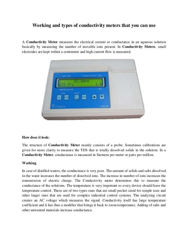 Working and types of conductivity meters that you can use