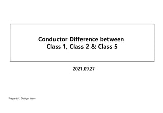 Conductor Difference between
Class 1, Class 2 & Class 5
2021.09.27
Prepared : Design team
 