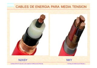 HM
CABLES DE ENERGIA PARA MEDIA TENSION
N2XSY NKY
CARACTERISTICAS DE LOS CONDUCTORES ELECTRICOS INSTALACIONES ELECTRICAS I
 