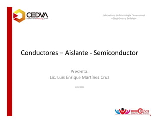 Conductores – Aislante ‐ Semiconductor
Presenta:
Lic. Luis Enrique Martínez Cruz
JUNIO 2015
Laboratorio de Metrología Dimensional
«Electrónica y Señales»
 