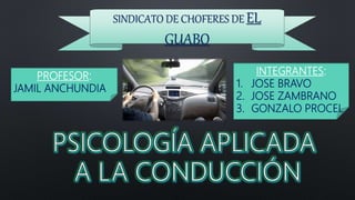SINDICATO DE CHOFERES DE EL
GUABO
INTEGRANTES:
1. JOSE BRAVO
2. JOSE ZAMBRANO
3. GONZALO PROCEL
PROFESOR:
JAMIL ANCHUNDIA
 