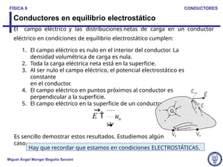 Conductores eléctricos en equilibrio electrostático | PPTX