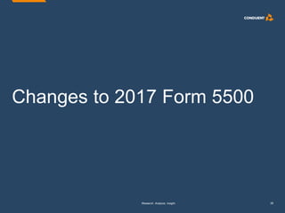 Research. Analysis. Insight.Research. Analysis. Insight. 28
Changes to 2017 Form 5500
 