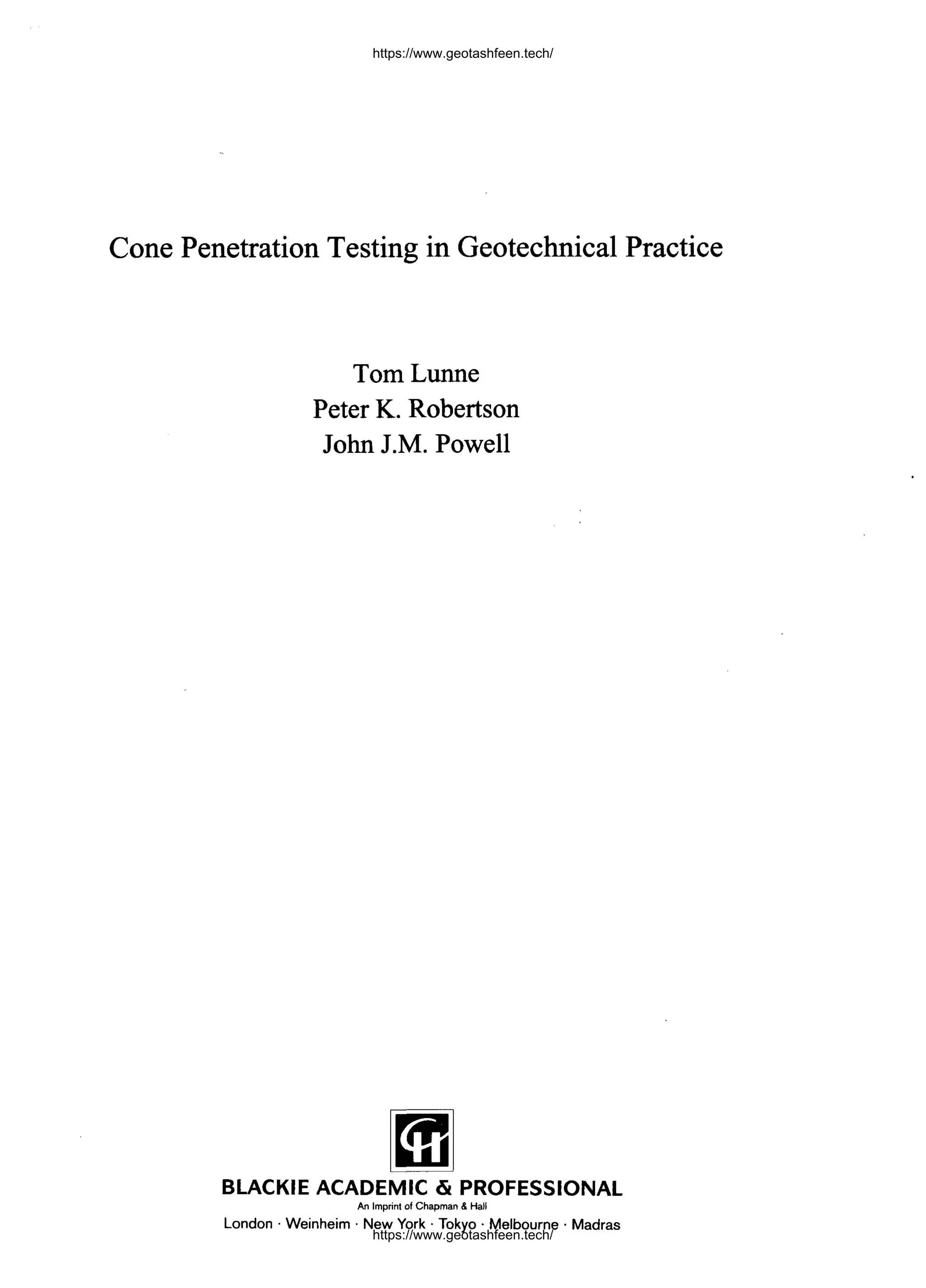 CONE PENETRATION TESTING IN GEOTECHNICAL PRACTICE PDF visual data 8