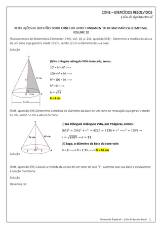 Cone questões resolvidas - fundamentos de matemática elementar | PDF
