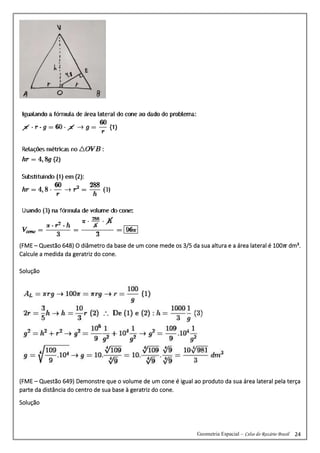 Cone questões resolvidas - fundamentos de matemática elementar | PDF