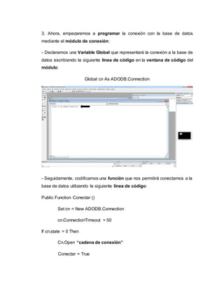 Conectando visual basic 6.0 a bases de datos | DOCX