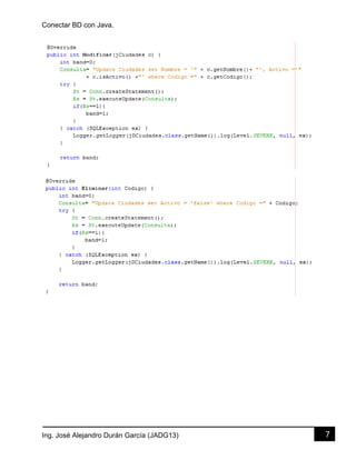 Conectar una bd de sql con java | PDF