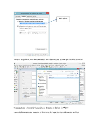 Conectar visual basic 6.0 a microsoft access 2010 | DOCX