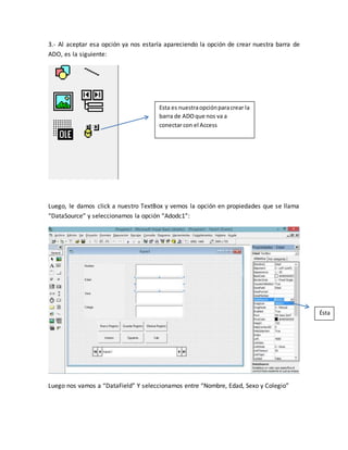 Conectar visual basic 6.0 a microsoft access 2010 | DOCX