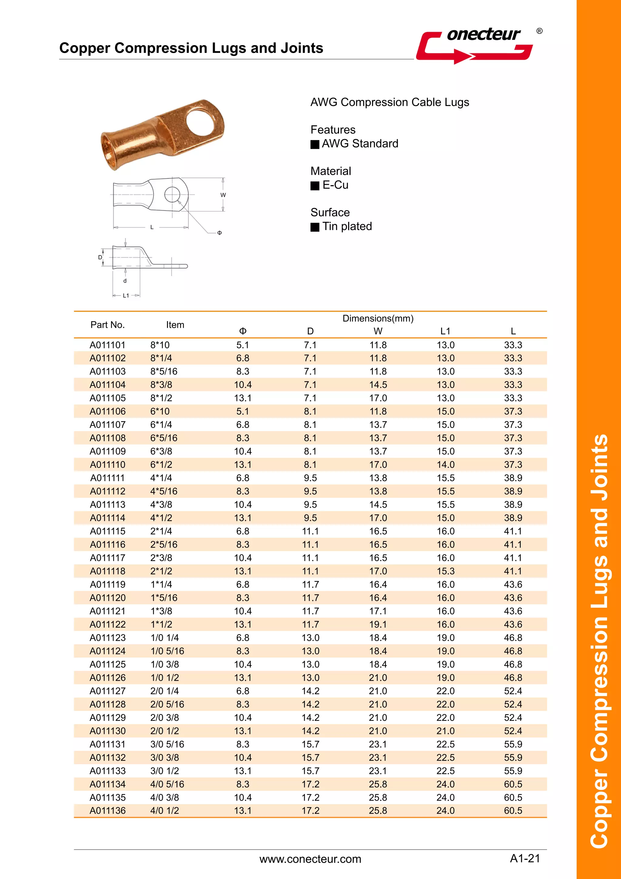 Copper Lugs and Copper Connectors - Conecteur | PDF