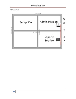 CONECTIVIDAD 
Vista Vertical 
44 
5131mm 
3481mm 
Recepción Administracion 
5131mm3481mm 
Soporte 
Tecnico 
V 
e 
r 
t 
i 
c 
a 
l 
 