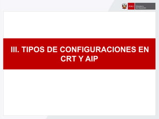 III. TIPOS DE CONFIGURACIONES EN
CRT Y AIP
 