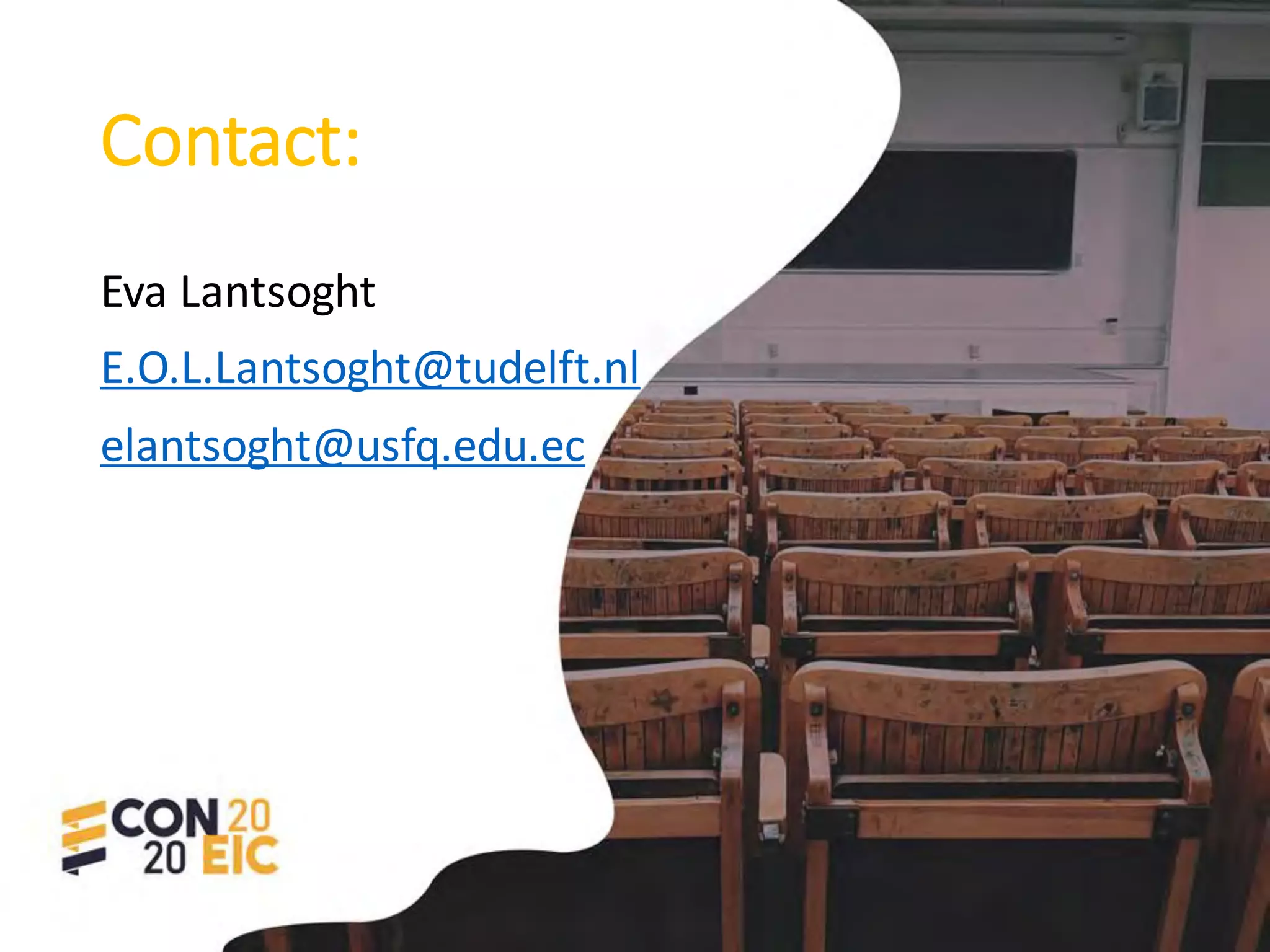 Contact:
Eva Lantsoght
E.O.L.Lantsoght@tudelft.nl
elantsoght@usfq.edu.ec
 