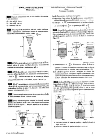 www.tioheraclito.com   Lista de Exercícios – Geometria Espacial
                       Matemática                      Cone
                                                Professor: Heráclito




www.tioheraclito.com                                                            1
 