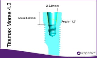 Ø 2,50 mm
TitamaxMorse4.3TitamaxMorse4.3
Altura 3,50 mm
Ângulo 11,5°
 
