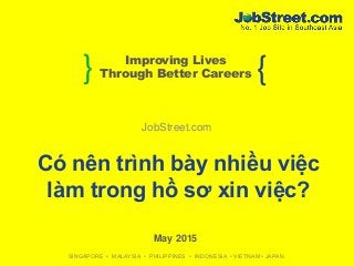 } {Improving Lives
Through Better Careers
SINGAPORE • MALAYSIA • PHILIPPINES • INDONESIA • VIETNAM • JAPAN
JobStreet.com
May 2015
Có nên trình bày nhiều việc
làm trong hồ sơ xin việc?
 