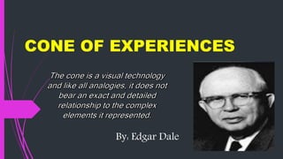 CONE OF EXPERIENCES
By: Edgar Dale
 