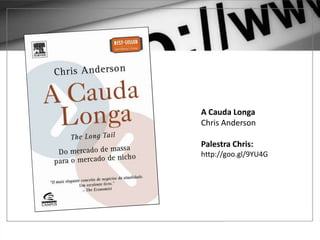 1 – GOOGLE ADWORDS
A Cauda Longa
Chris Anderson
Palestra Chris:
http://goo.gl/9YU4G
 