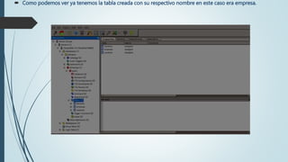  Como podemos ver ya tenemos la tabla creada con su respectivo nombre en este caso era empresa.
 